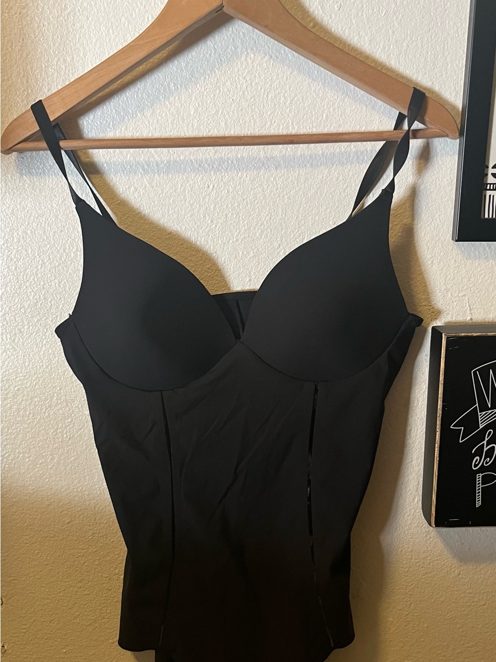 Sleek Black Shaping Camisole with Built-In Bra Support